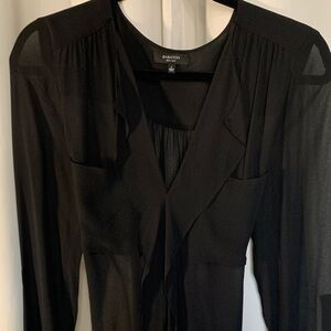Babaton Black Sheer Silk Blouse